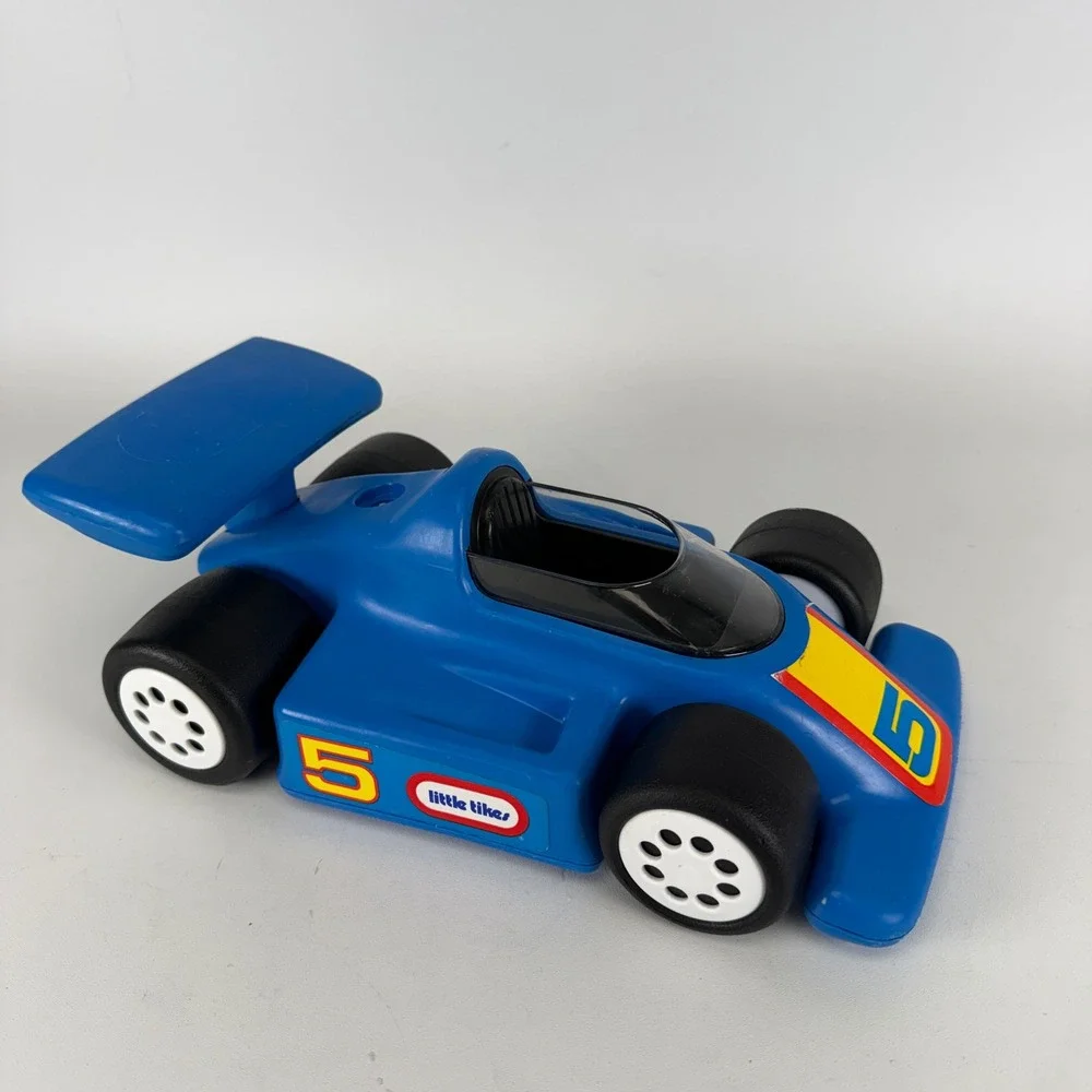 Vintage Little Tikes Blue Race Car Formula 1 Indy Style Number 5 Made in USA